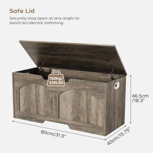 Retro Wooden Storage Bench with Safety Hinges
