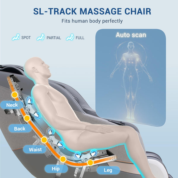 Full Body Massage Chair with Flexible SL Track and Zero Gravity