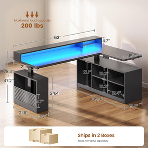 L-Shaped Electric Standing Desk 63"