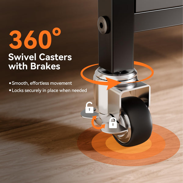 2-Tier Rolling Printer Stand with Lockable Wheels & Adjustable Shelf
