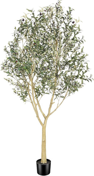 7ft & 8ft Artificial Olive Tree with Natural Wood Trunk