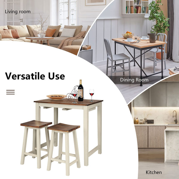 3-Piece Counter Height Dining Set with Saddle Stools