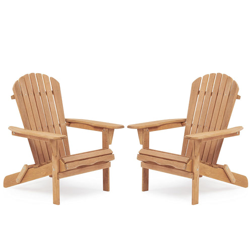 Folding Solid Wood Adirondack Chair with Pre-Assembled Backrest