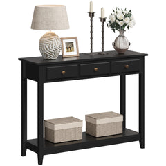 Console Table with 3 Drawers and Storage Shelf
