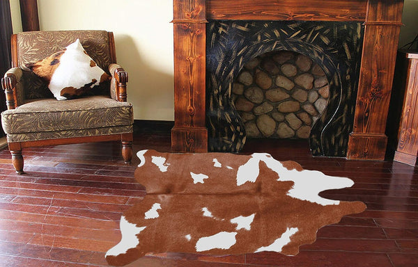 Brown & White Cowhide Area Rug