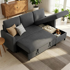 L-Shaped Sleeper Sectional Sofa with Storage Chaise