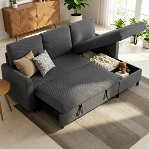 L-Shaped Sleeper Sectional Sofa with Storage Chaise