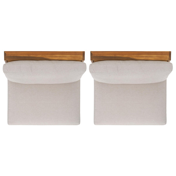 Acacia Wood Outdoor Lounge Chair Set of 2 with Cushions