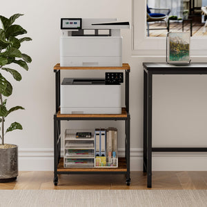 Printer Stand with Lockable Wheels & 3-Tier Storage Shelf