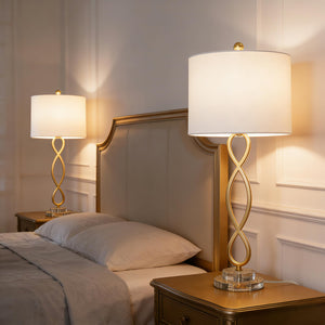Crystal Base Table Lamps Set of 2 – 3-Way Dimmable Buffet Lamps