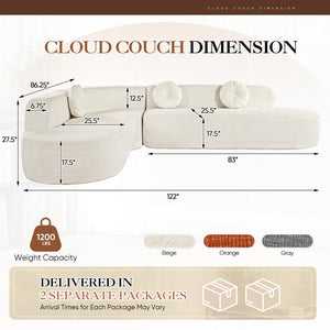 L-Shaped Curved Sectional Sofa – 4-Seater Deep Seat Corner Couch