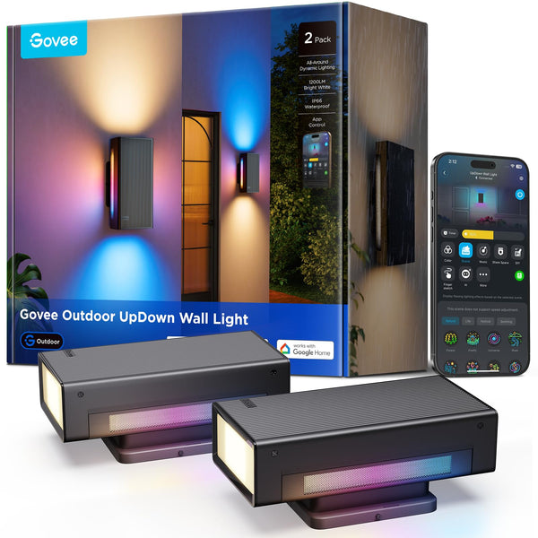 Outdoor Smart Wall Light RGBICWW Up Down Porch Sconce IP66 Waterproof