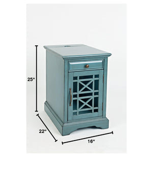 Farmhouse End Table with USB Charging Station – Narrow Nightstand for Bedroom & Living Room