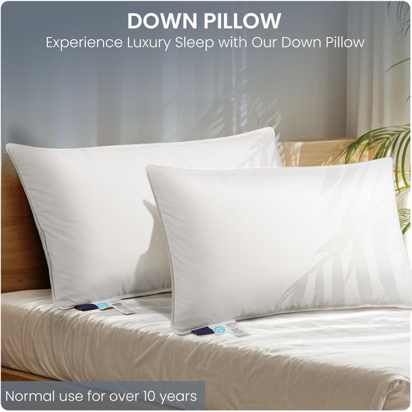 White Goose Down Pillow – 900 Fill Power, 700TC Cotton Shell