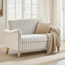 Compact Farmhouse Loveseat Sofa with Rubberwood Legs