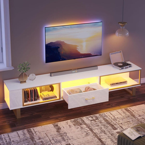 80 Inch LED TV Stand with Storage and Drawer