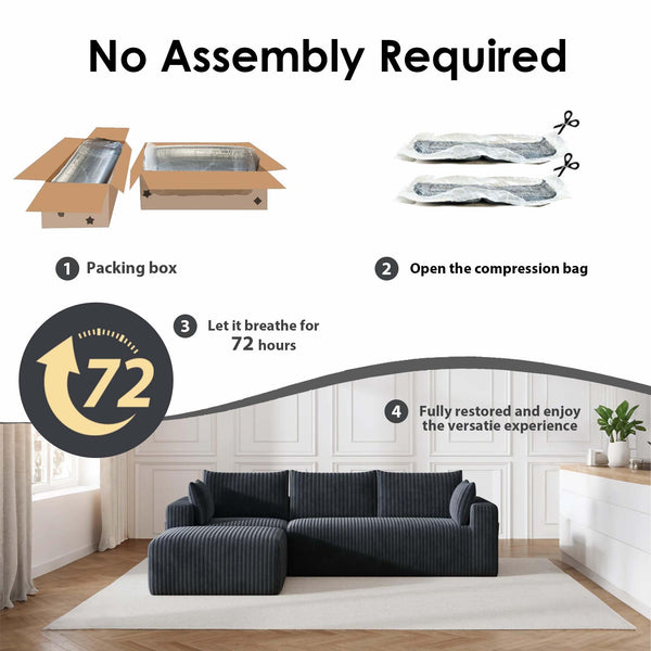 108" Modular L-Shaped Cloud Sectional Sofa