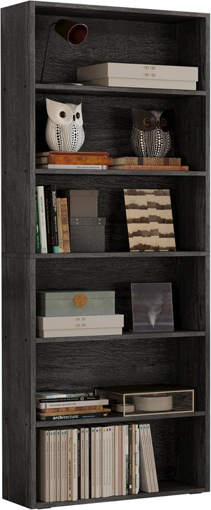 6-Tier Bookcase with Display Storage Shelves, 70" Tall