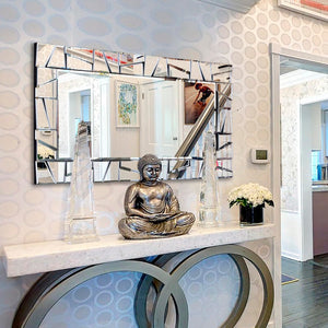 Large Rectangular Beveled Wall Mirror with Uneven Glass Frame