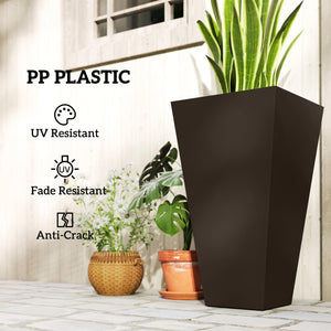 Tall Outdoor Planters Set of 3 with Drainage Holes – 28 Inch Taper Plant Pots