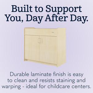 Commercial Daycare Changing Table with Locking Cabinet and Built-In Shelves