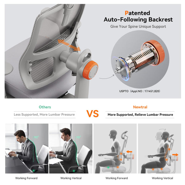 Ergonomic High-Back Office Chair with Auto Lumbar Support