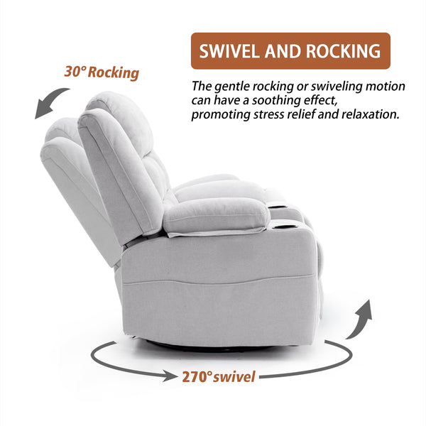 Power Swivel Rocker Recliner Chair with Massage & Heat