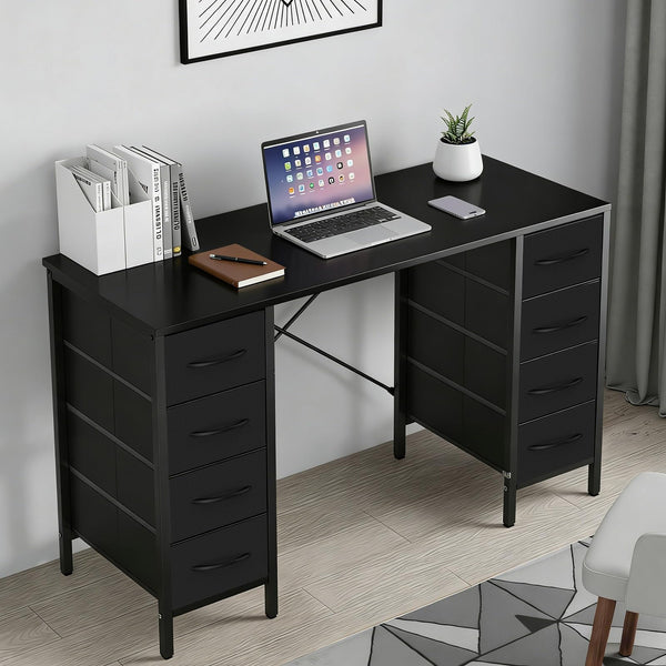 47" Computer Desk with 8 Fabric Drawers & X-Brace Storage