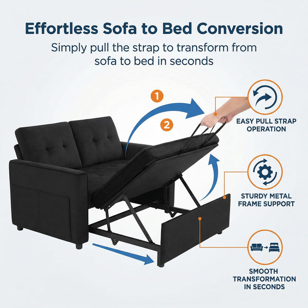 Convertible Sleeper Sofa Futon with Adjustable Backrest