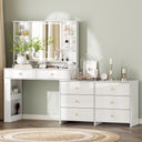 Makeup Vanity Desk with Mirror, Lights & 8 Drawers