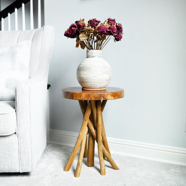 Teak Wood Stick Leg End Table