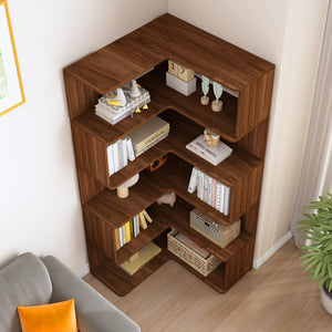 6-Tier L-Shaped Corner Bookshelf, 66" Tall