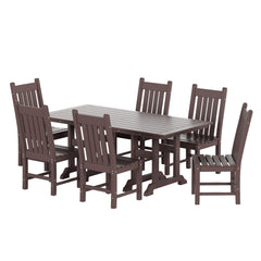 7-Piece Outdoor Patio Dining Set – HDPE Poly Lumber Table & Chairs with Umbrella Hole