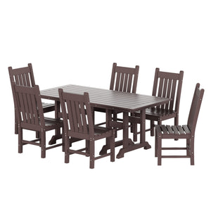 7-Piece Outdoor Patio Dining Set – HDPE Poly Lumber Table & Chairs with Umbrella Hole