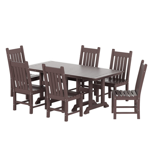 7-Piece Outdoor Patio Dining Set – HDPE Poly Lumber Table & Chairs with Umbrella Hole