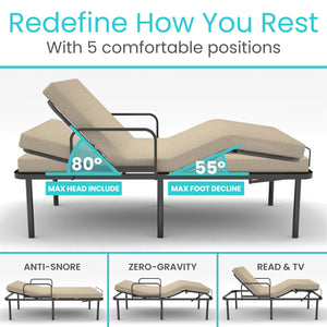 Twin Adjustable Bed Base Frame – Electric Metal Platform with Remote & USB Ports