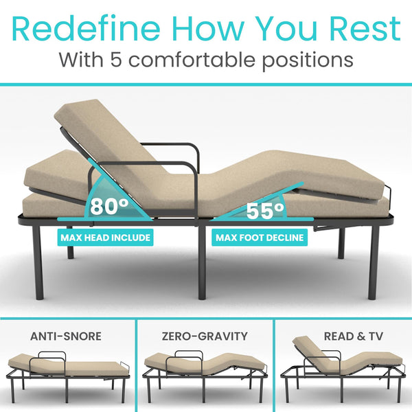 Twin Adjustable Bed Base Frame – Electric Metal Platform with Remote & USB Ports