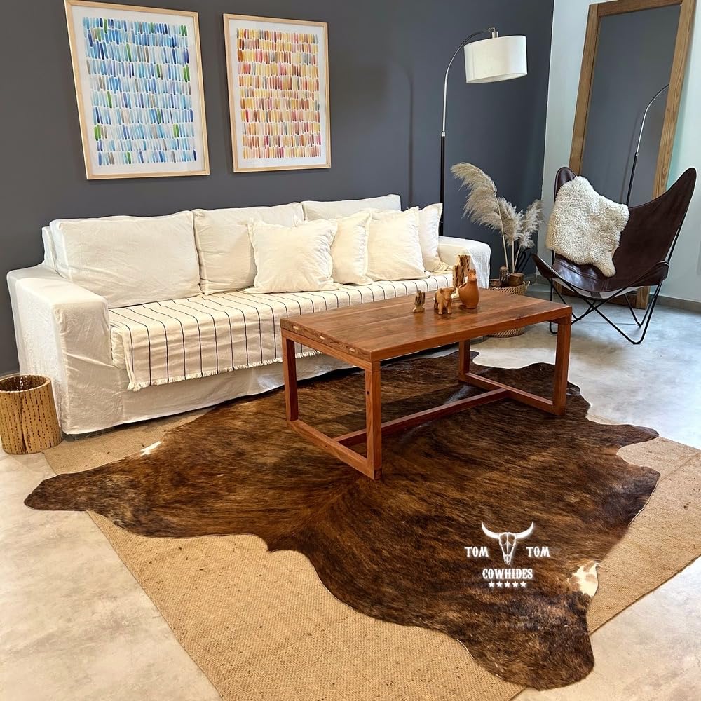 Natural Cowhide Rug 6x7 – Hair-On Leather Area Rug