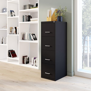 4-Drawer Locking Metal Vertical File Cabinet – Letter & Legal Size, Black