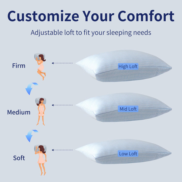 Cooling Pillow Queen Size Set of 2 – Shredded Memory Foam