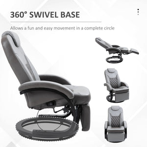 Grey Swivel Recliner Chair with Footrest