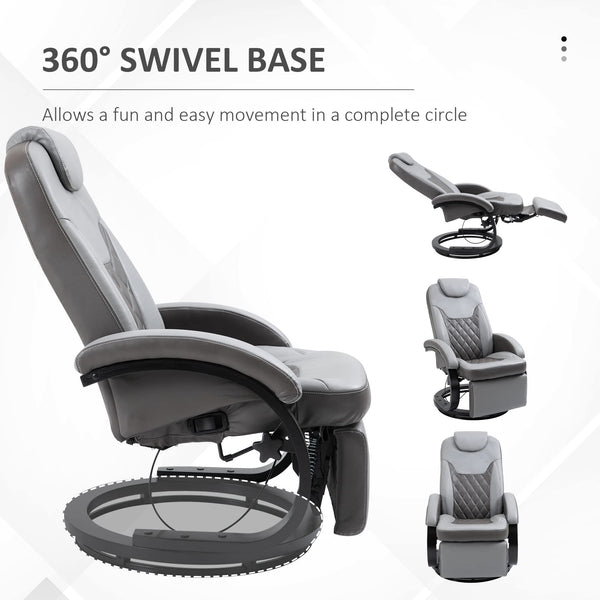 Grey Swivel Recliner Chair with Footrest