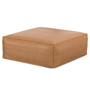 Extra Large Square Faux Leather Pouf Ottoman