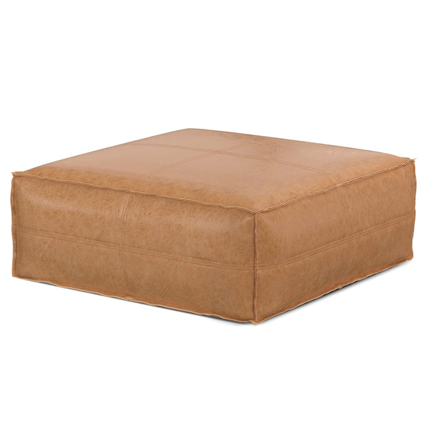 Extra Large Square Faux Leather Pouf Ottoman
