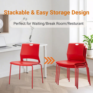 Stackable Chairs Set of 4 with Metal Frame