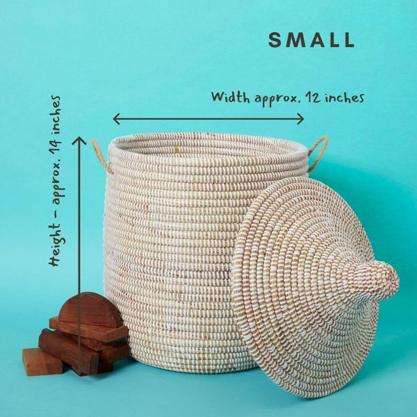 Handwoven Storage Basket with Removable Lid