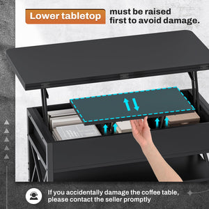Lift Top Coffee Table with Storage & LED Light