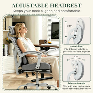 Ergonomic Office Chair with Footrest & Reclining Mesh Back