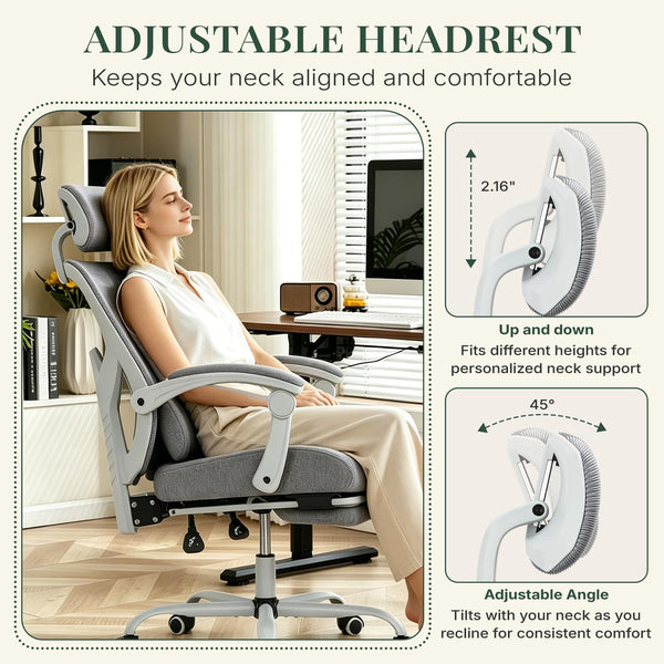 Ergonomic Office Chair with Footrest & Reclining Mesh Back