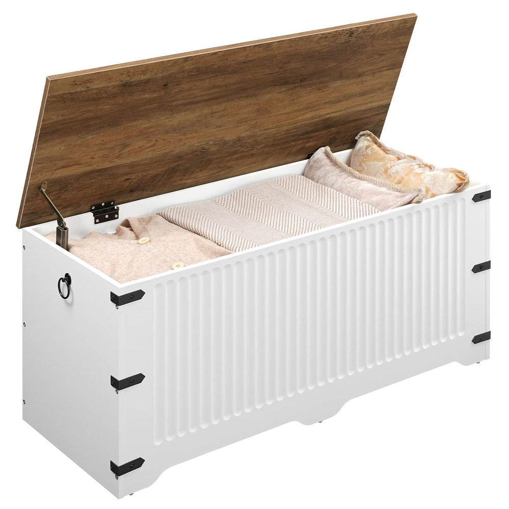 Farmhouse Storage Bench with Safety Hinge Lid